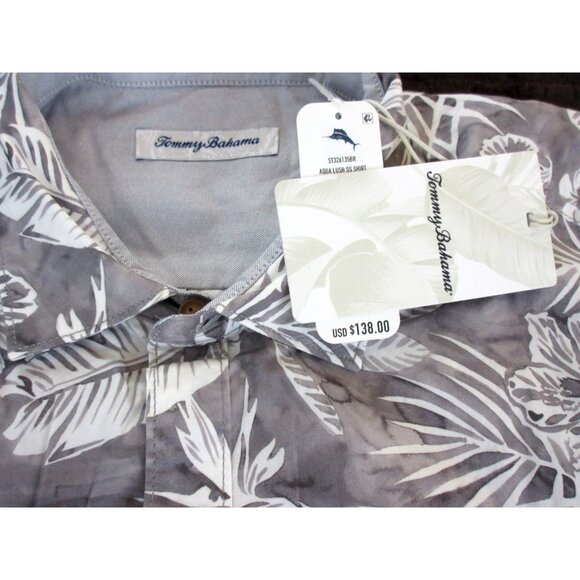 Tommy Bahama Men's SS Aqua Lush Tropical Floral Button Up Shirt Meteor Grey NWT - Picture 6 of 6